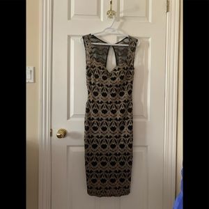 MENDOCINO Lace Dress in Black & Gold